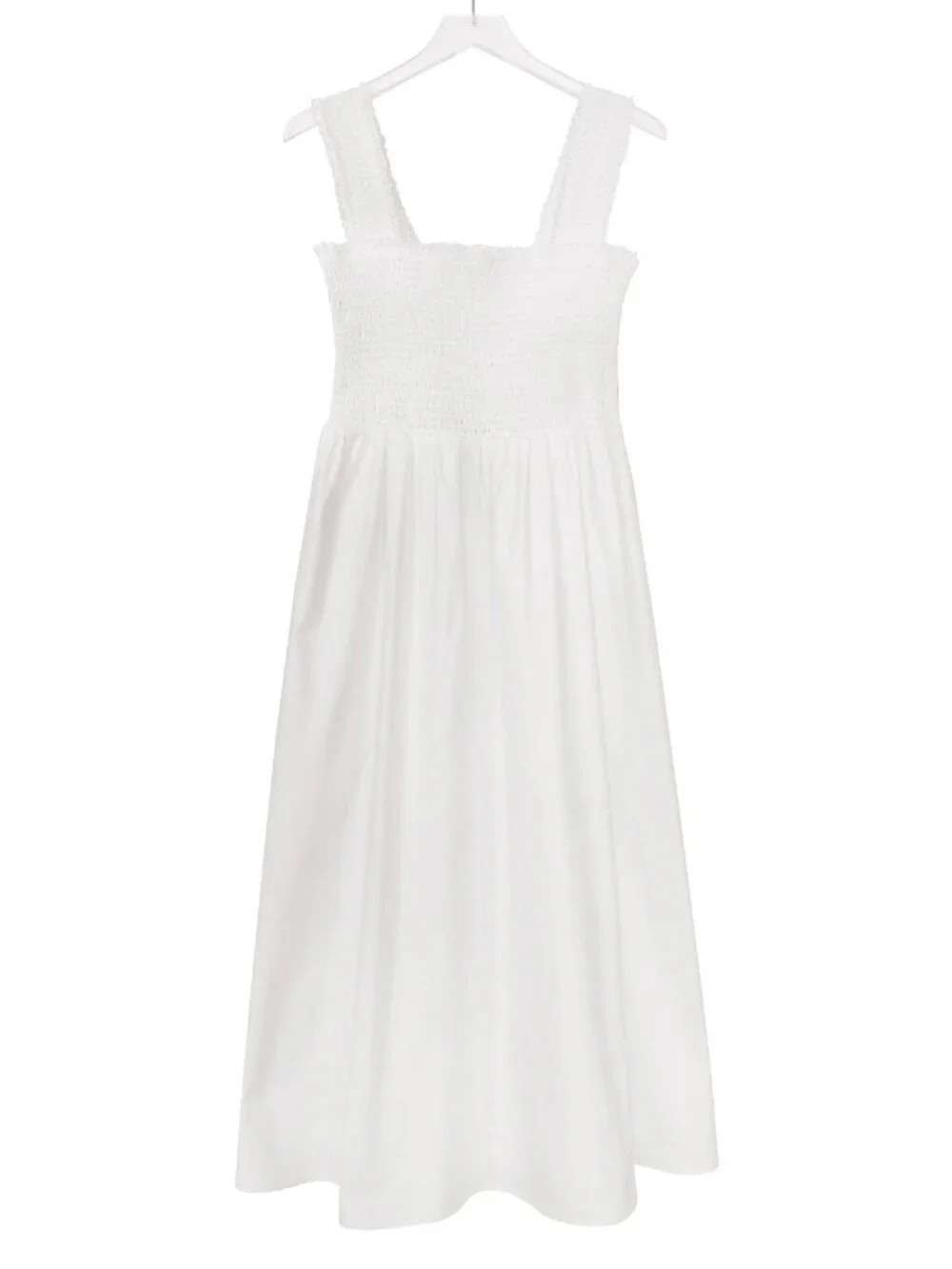 Reformation Villa Sleeveless Smocked Cotton Midi Summer Dress White Size L - Picture 1 of 3